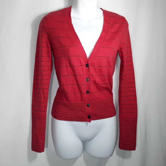 American Eagle Outfitters Tops - AEO Classic Red Metallic Cardigan American Eagle Outfitters Tops - AEO Classic Red Metallic Cardigan